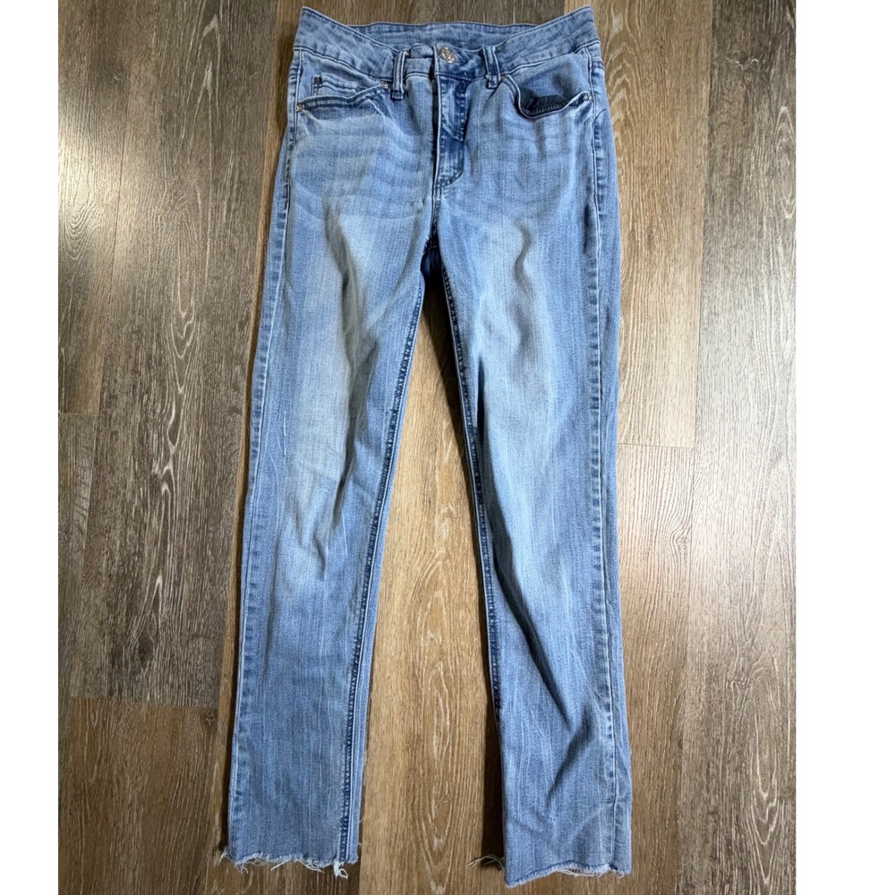Seven7 Skinny Jeans Womens 6 Light Blue Raw Hem Stretch Denim MY1430RE
